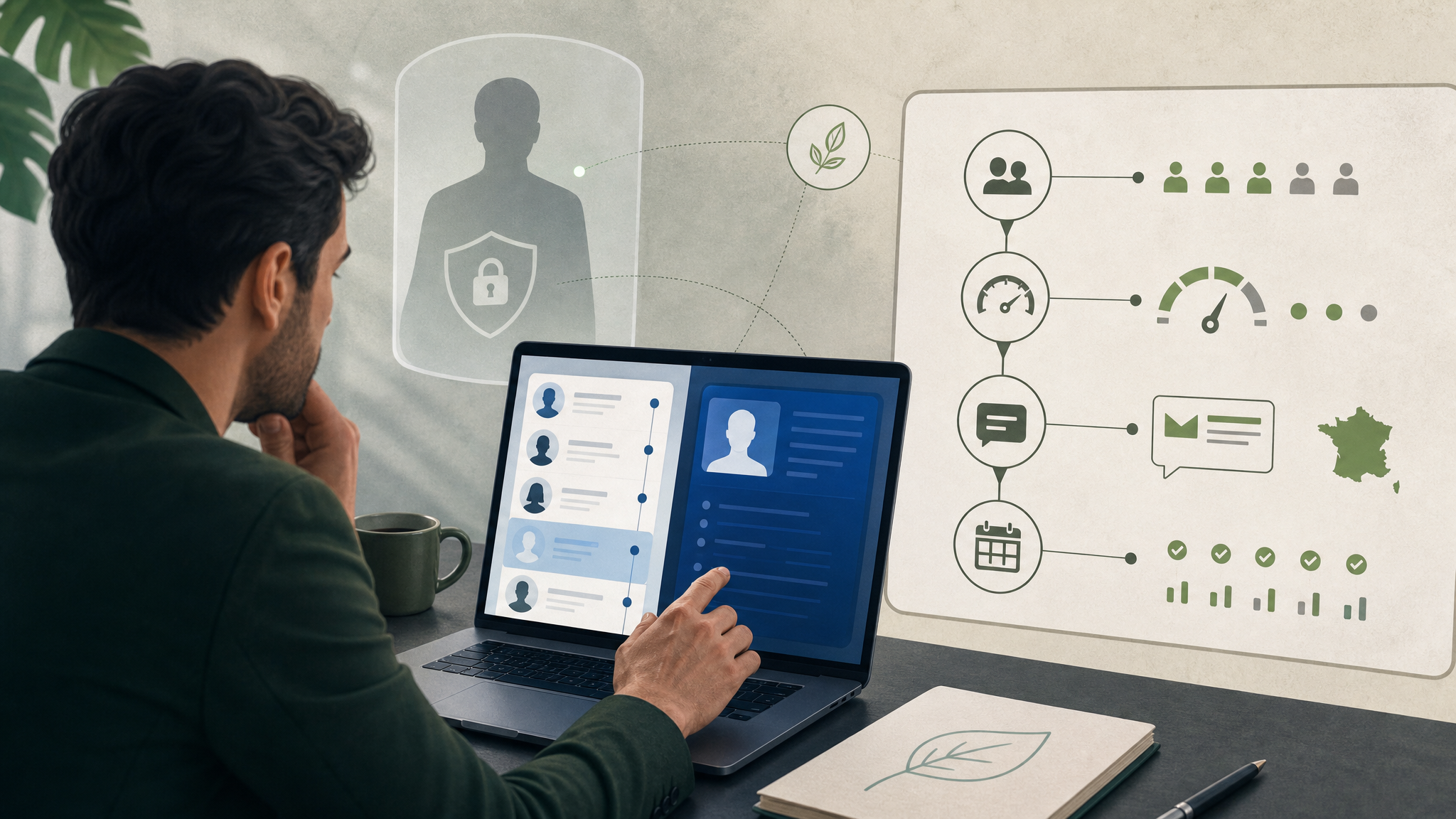 Illustration éditoriale B2B sur l’historique des vues de profil LinkedIn et son exploitation marketing.